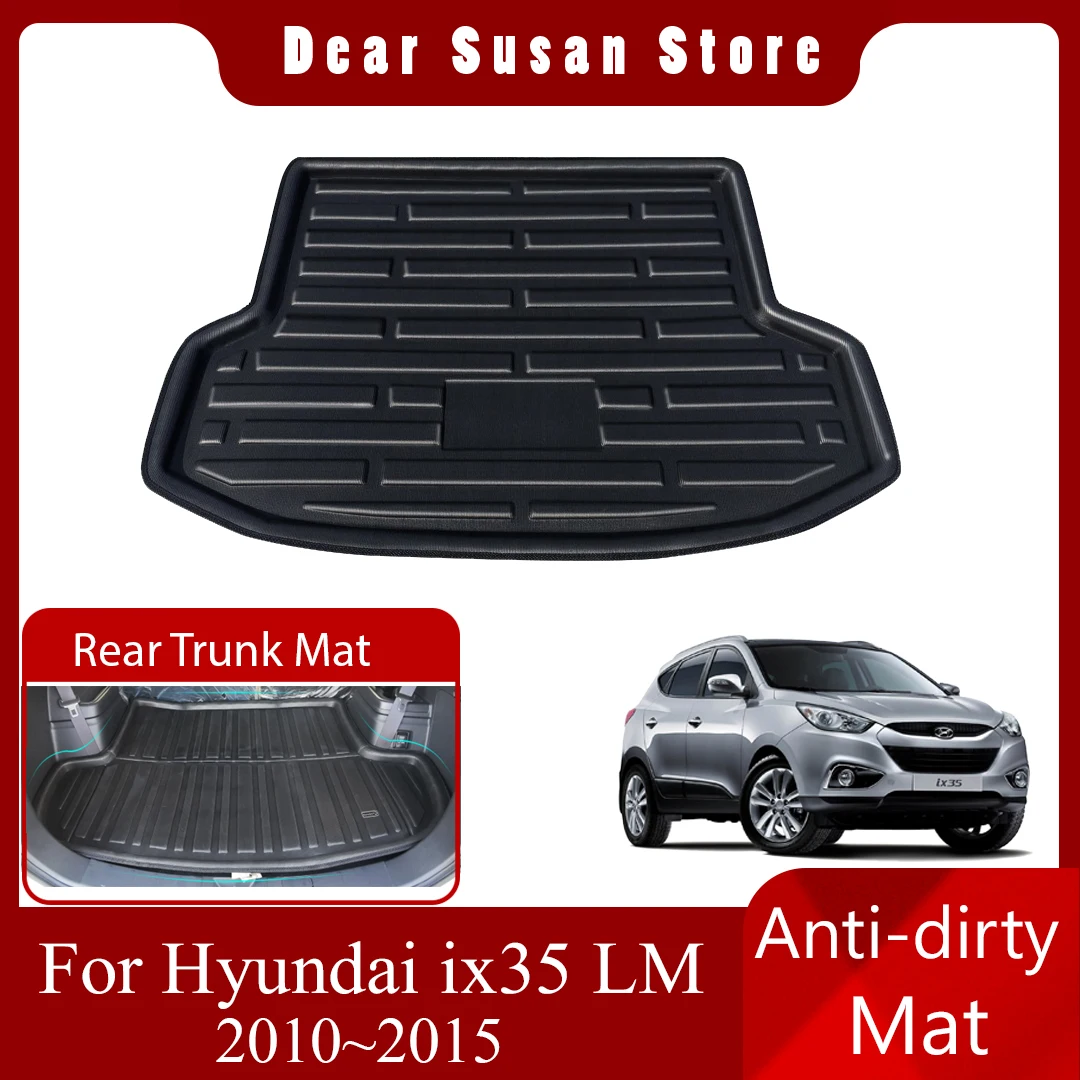 Car Rear Trunk Mat for Hyundai ix35 LM GLS 2010~2015 Panel Tray Waterproof Pad Space Boot Carg Cover Luggage Custom Accessories