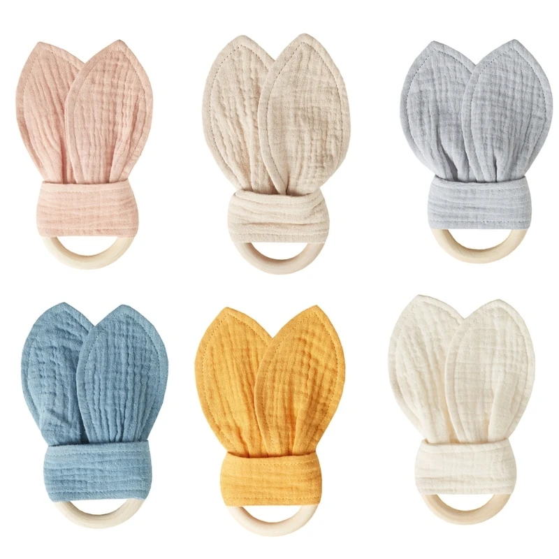 

Прорезыватель для зубов 57EE из натурального бука, кольца для прорезывания зубов для новорожденных, хлопковый Браслет для младенцев, молярная сенсорная погремушка