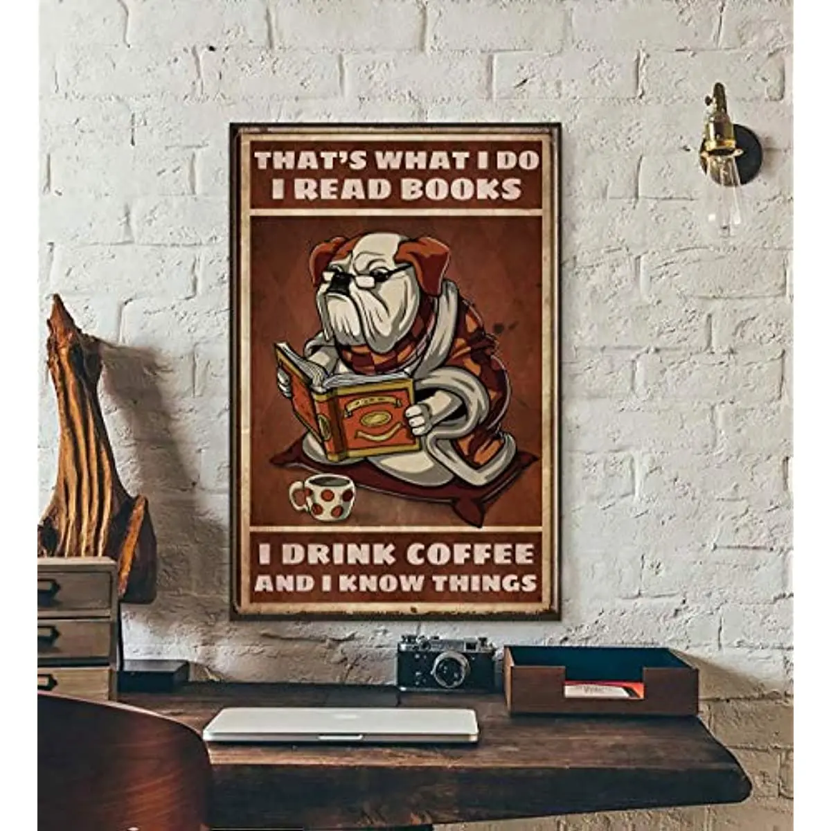 

Винтажный плакат с надписью Love Dog, бульдог, забавная собака, кофе, плакат, это то, что я читаю и я знаю вещи, металлический жестяной знак, настенный монтаж