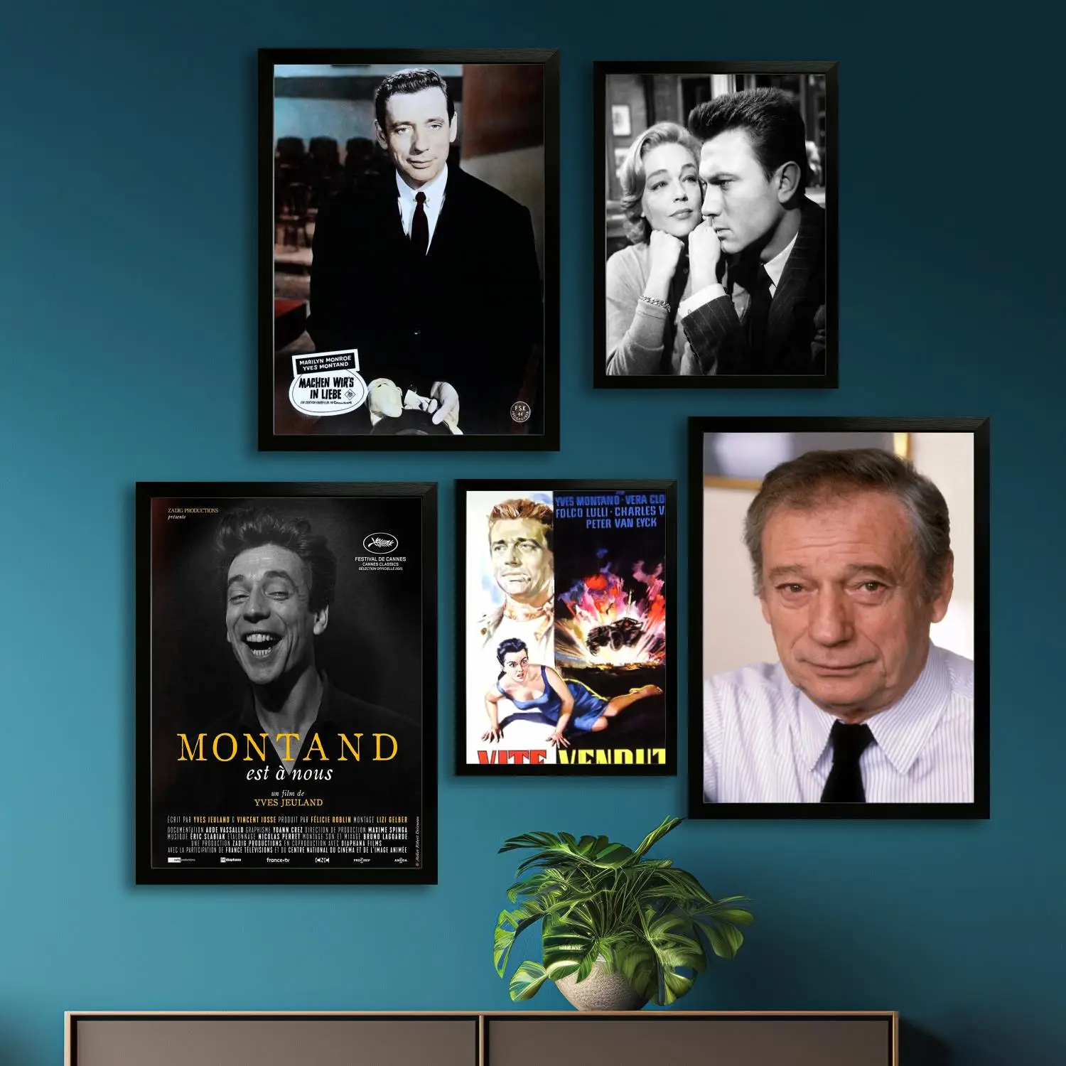 Плакат на холсте Yves Montand и настенное искусство печать с изображением современный