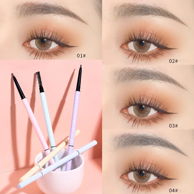 

Xixi Slim Eyebrow Pencil with Brush Brown Coffee Color Long Lasting Waterproof Cute Yellow Blue Appearance Eyebrow Pen