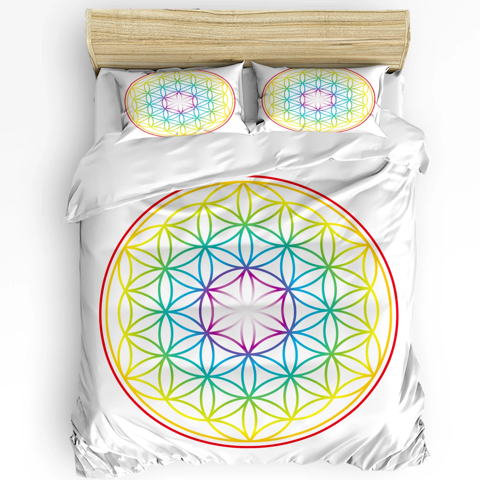

Круглый красочный комплект постельного белья с пододеяльником Мандала для двух предметов домашнего обихода наволочки комплект постельного белья для спальни без листа