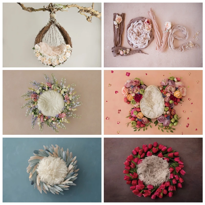 

Newborn Photographic Backdrop Birthday Floral Swing Sweet Baby Kids Artistic Portrait Photography Background Photo Studio Shoot