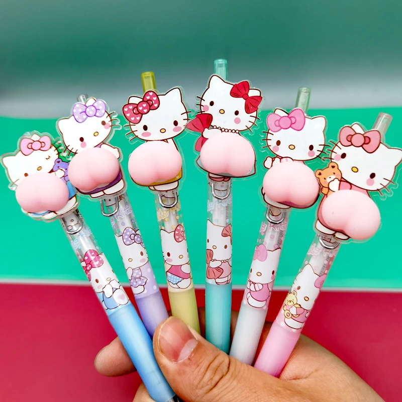 

Hello Kitty pencils Decompression Butt Pinch Propelling Pens Vent Funny Propelling Creative Cartoon Stationery Students 0.5mm