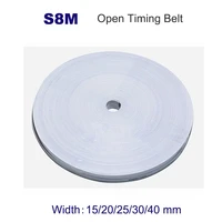1 20meters open timing synchronous belt s8m width 1520253040mm pitch 8mm arc teeth pu white polyurethane with steel wire