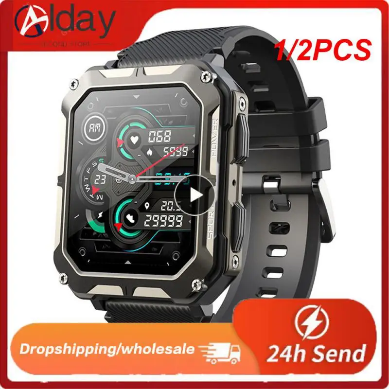 

1/2PCS C20Pro Smart Watch Men Sport Smartwatch IP68 Waterproof Call 35 Standby 123 Sport Modes 1.83 Inch
