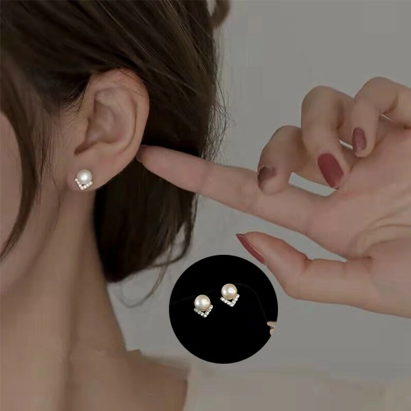

Beautiful Stud Earrings Diamond Jewellery Peral Womens Girl Elegant