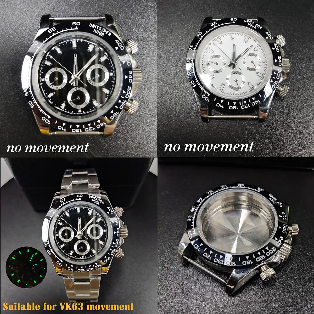 

39 мм чехол VK63 чехол японский кварцевый VK63 Move men t мужские часы Seiko nh35 чехол циферблат хронограф электронные многофункциональные часы
