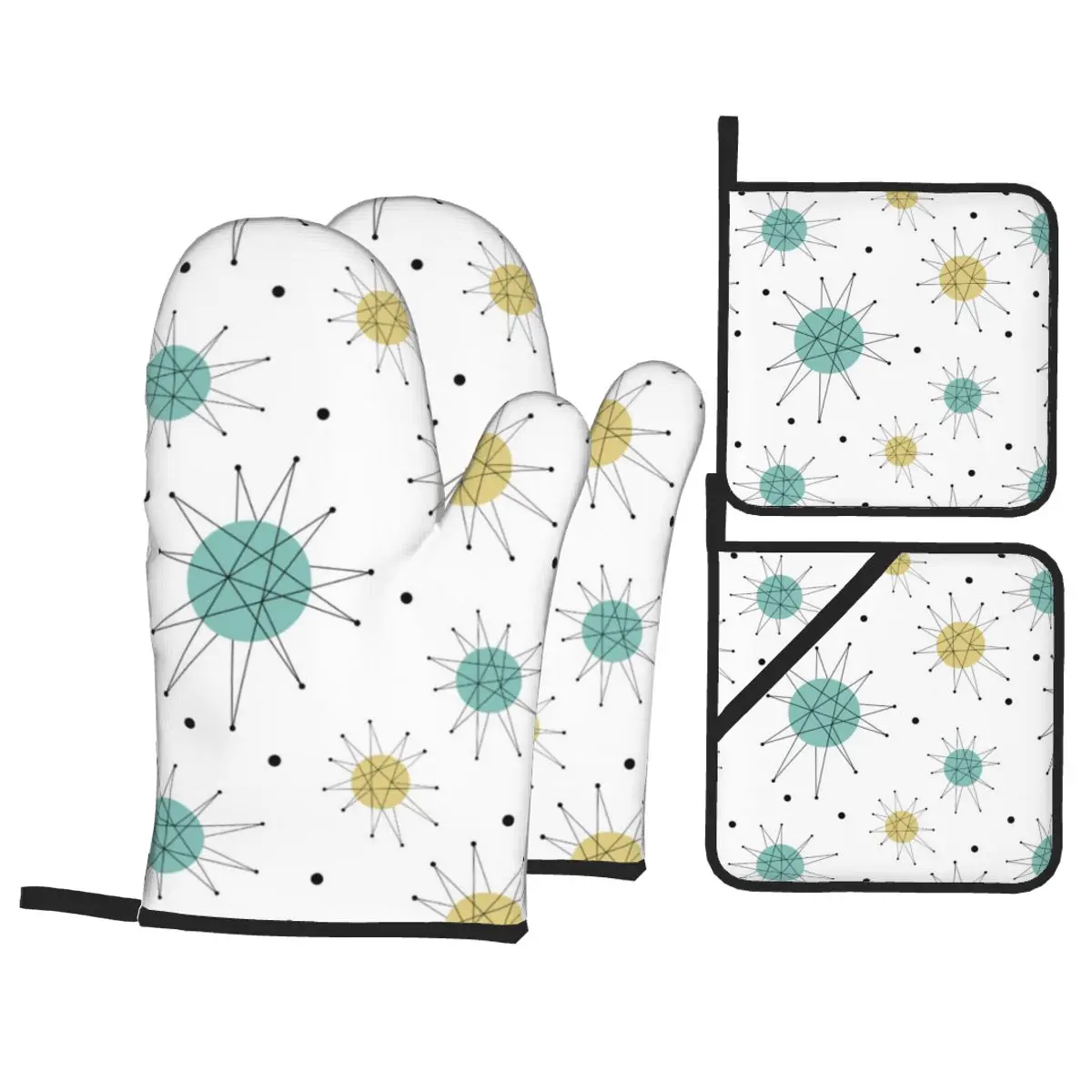 Перчатки с изоляцией для духовки синие и желтые 2 шт.