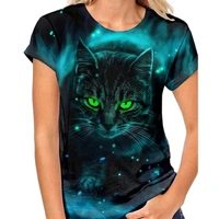 2022 summer new women t shirt cute cat 3d printed t shirt for women funny oversized t shirts for girls vintage fashion ladies