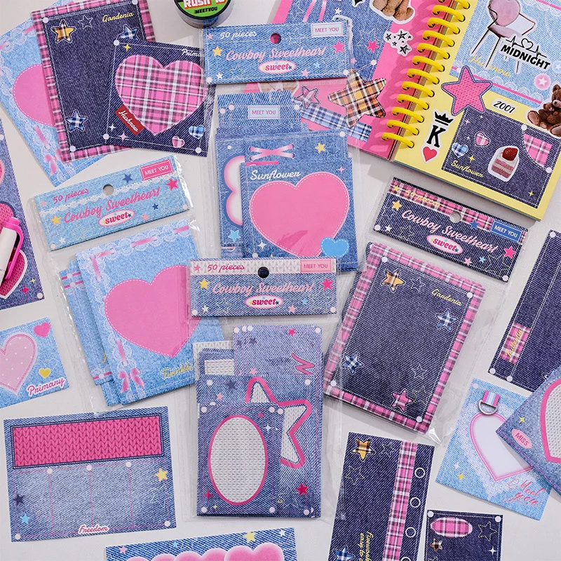 

50pcs Memo Pad Office School Cute Korean Sticky Planner Note Pad To Do List Planbook Korean Stationery Home Supplies