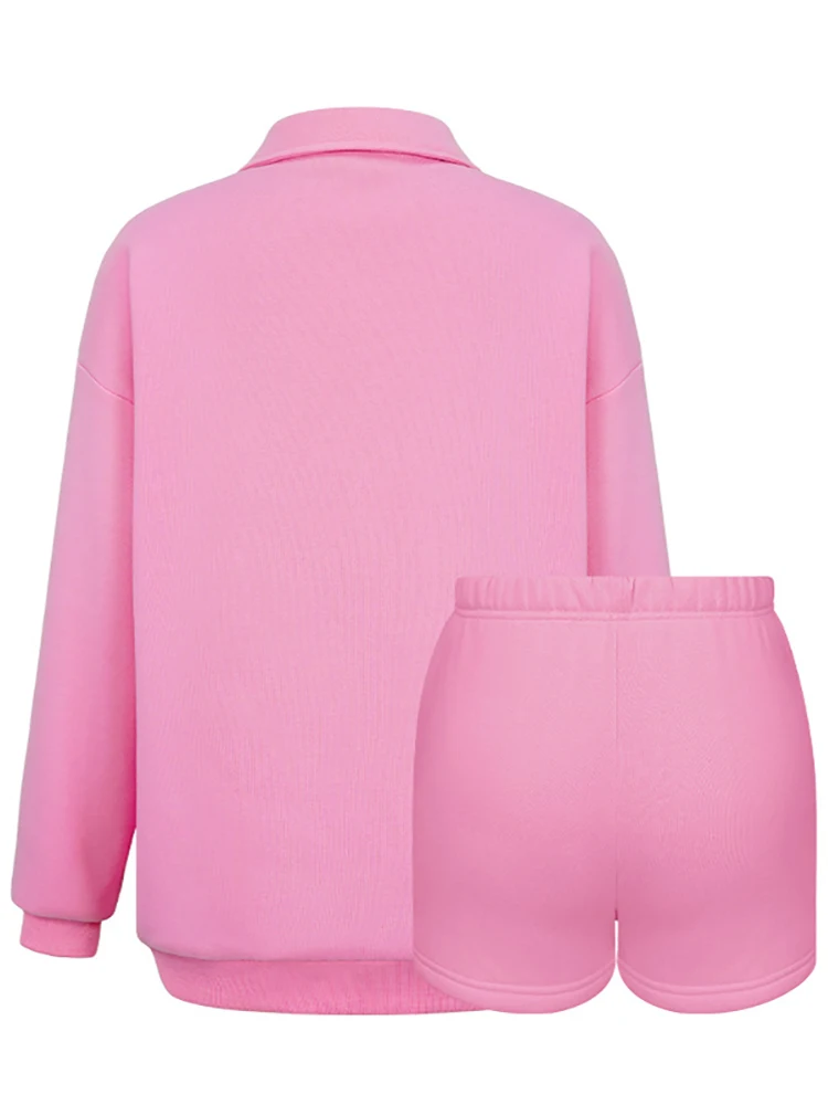 Женский спортивный костюм с капюшоном и шортами длинным рукавом