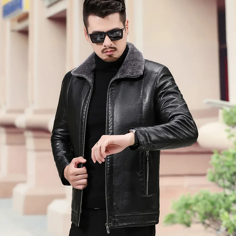 Женское осенне-зимнее пальто из натуральной кожи мужская повседневная Толстая