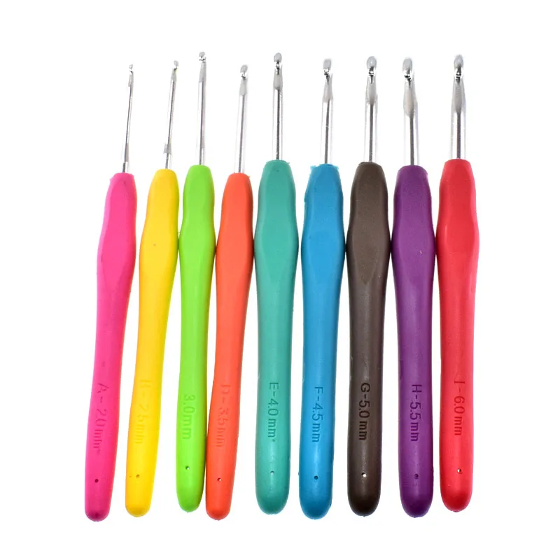 

8pcs 2.0-6.0mm Rubber Handle Crochet Hooks Needles Knit Weave Craft Yarn Sewing Tools Crochet Knitting Needles