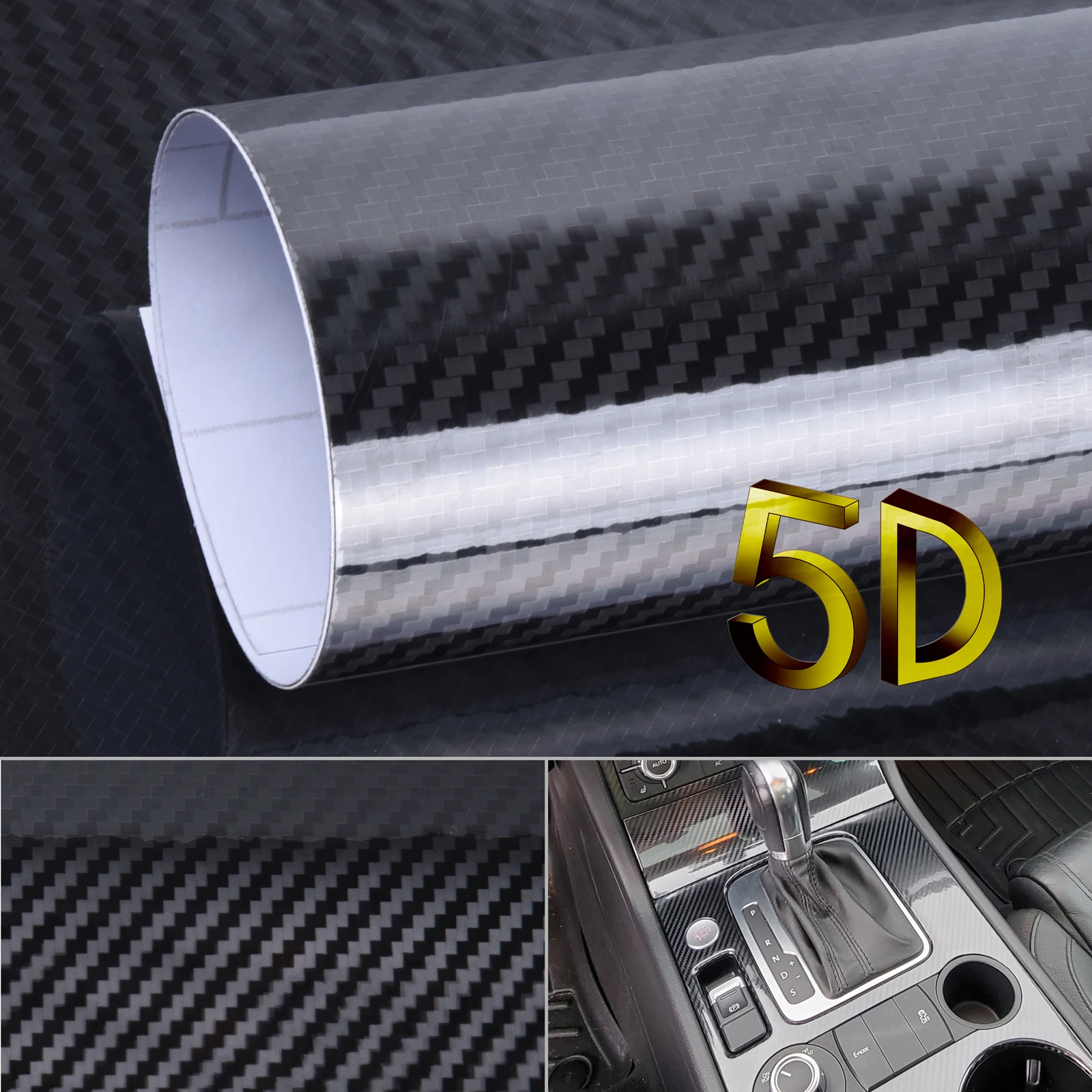 

5D Super Gloss Carbon Fiber Vehicle Vinyl Wrap Film Air Release Waterproof Sunscreen Fit For Auto Car Motorcycle Laptop DIY