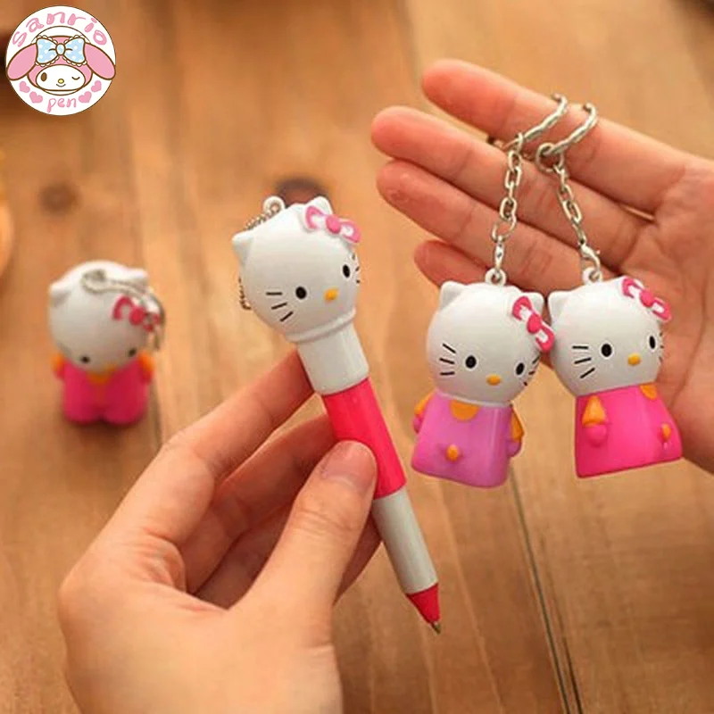 

Новинка, шариковая ручка Sanrio, 12/24 шт., рисунок Hello Kitty, телескопическая портативная синяя офисная ручка