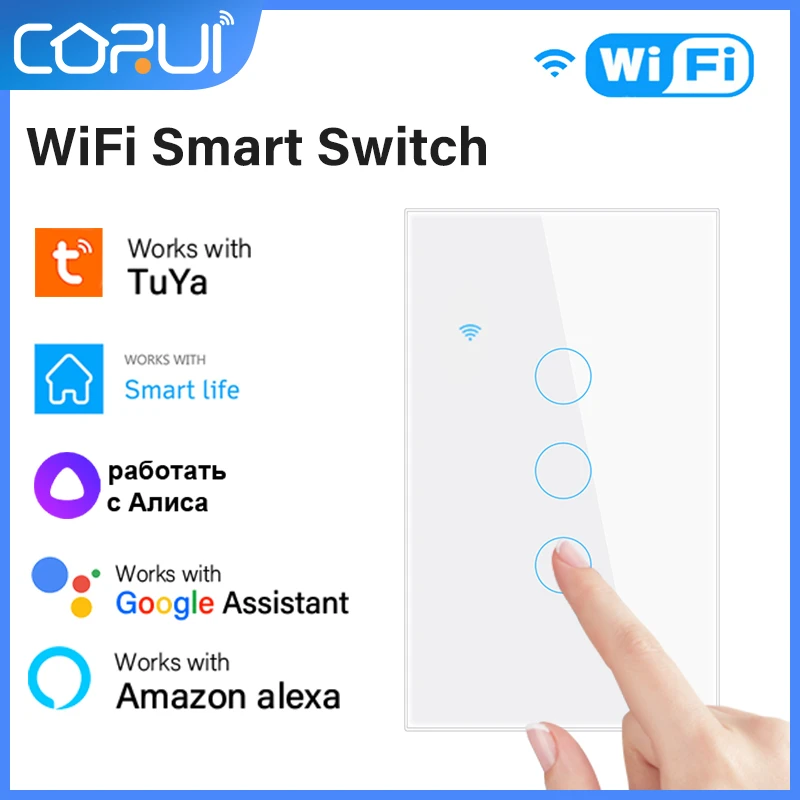 

Умный сенсорный выключатель Tuya с поддержкой Wi-Fi и ЕС, 100-250 В