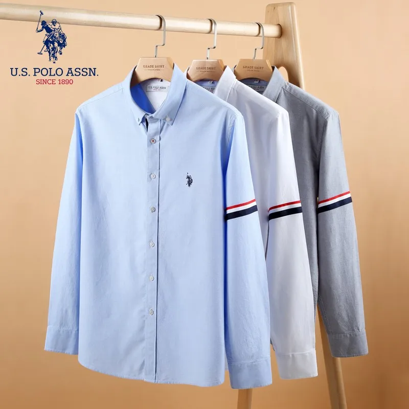 Мужская хлопковая рубашка-поло с длинным рукавом свободного покроя |