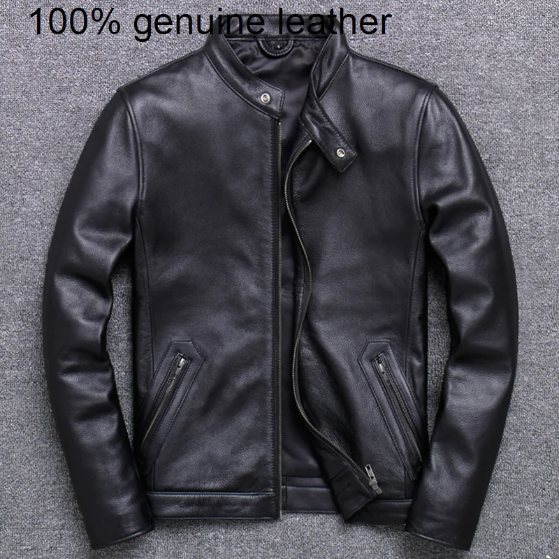 

Classic High casual quality Plus size.men jacket. super sales origin natural cowhide coat.slim short leather cloth