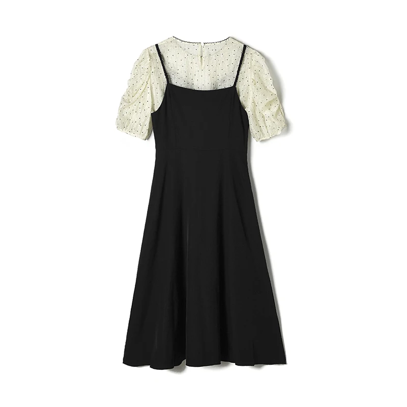 Топ с кружевным воротником и юбка на бретелях V-образным вырезом