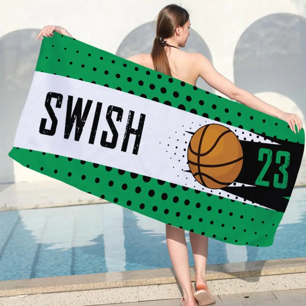 

Bath Towel Microfiber Shower Towel Foldable Cartoon Print Beach Sports Towel Beach Supply