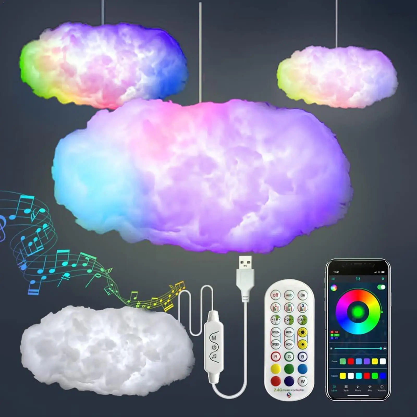 

Modern Led Floating Cloud Pendant Light Nordic Cotton Lamp Chandelier Ceiling Simulation Music Synchronization Li D2h7
