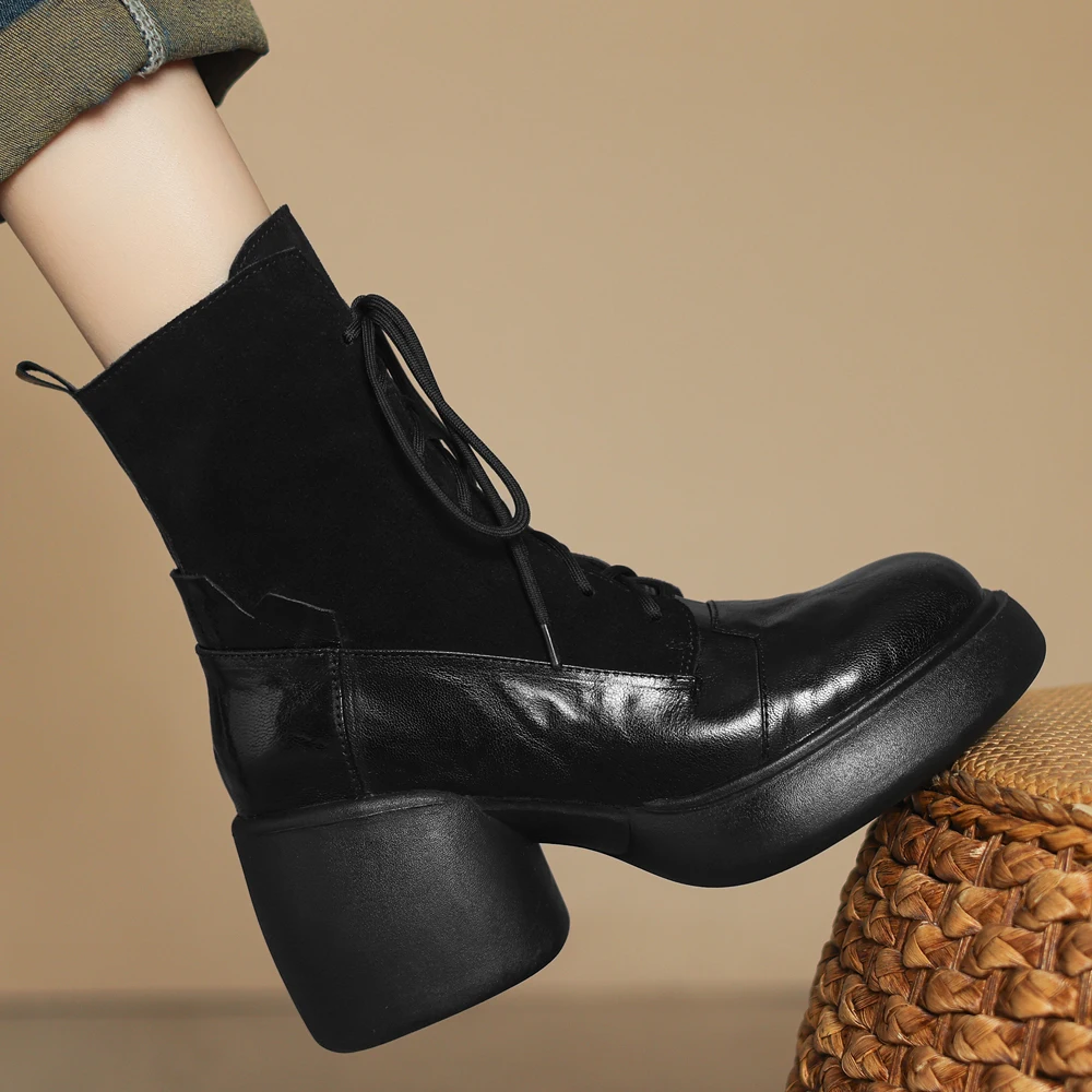 Новинки весна осеньженские ботильоны из натуральной кожикожаная зимняя обувь на