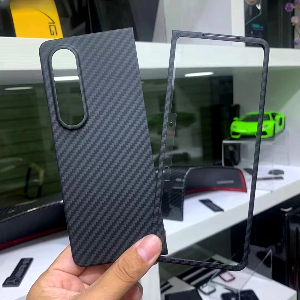 

Dropshipping Real Aramid Fiber For Samung Galaxy Z Fold 4 Anti-fall Carbon Fiber Ultra Thin Buine Z Fold 4 Phone CASE Cover