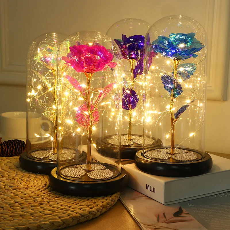 

Valentine LED Eternal Flower Rose In Dome Light Up Artificial Flower Rose In A Flask Mother Valentine's Day Birthday Gift