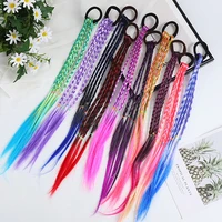 1pcs colorful braid hair extension rubber band rainbow braid ladies ponytail hair accessory kids girls party cosplay dress up