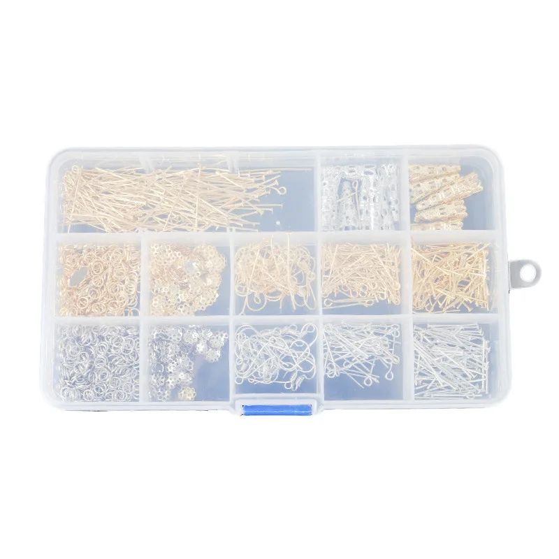 13 Grids Mixed Metal Accessory Box DIY Jewelry Material Case for Holding KC Gold and Platinum In A Plastic Transparent Box