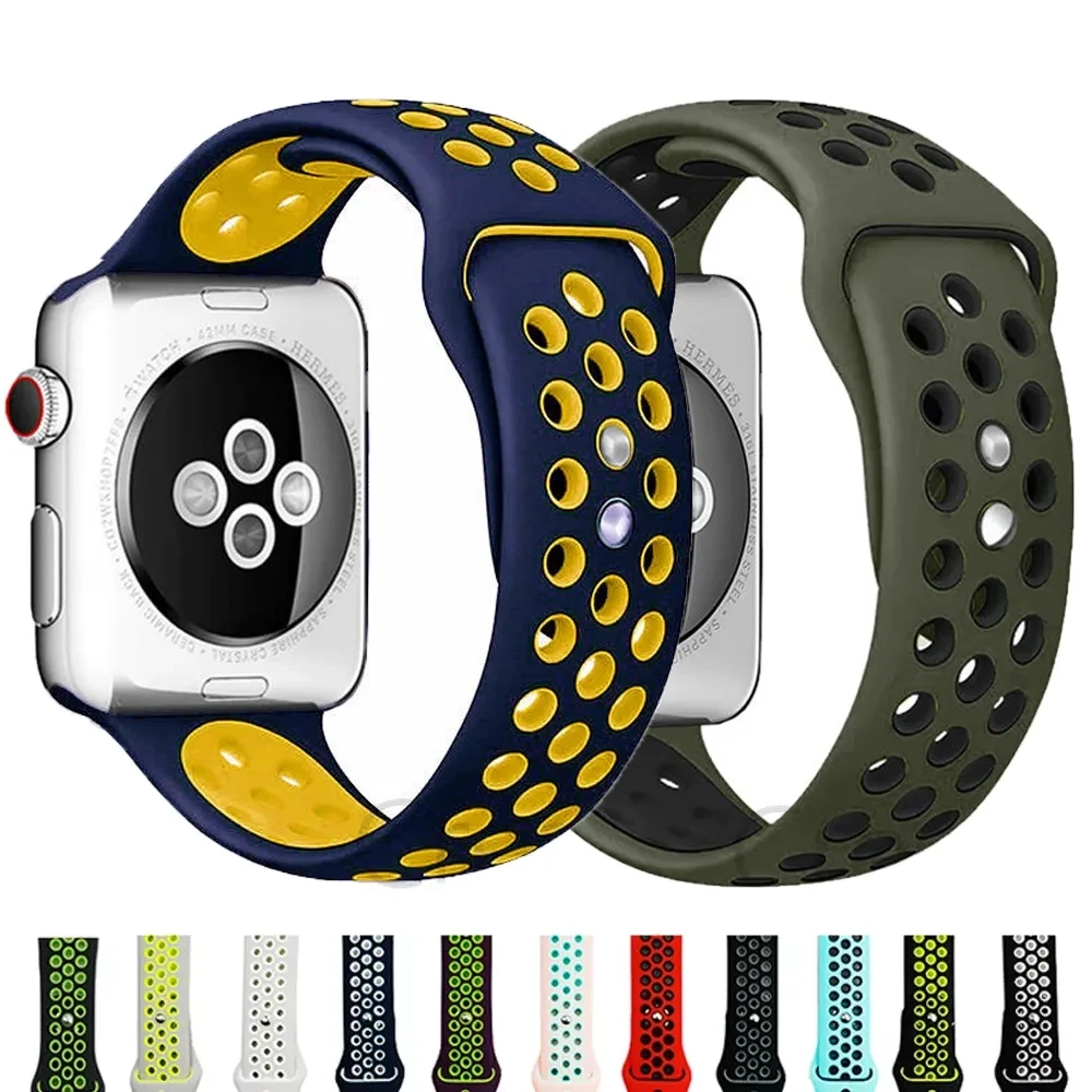 

Silicone Strap For Apple Watch band 45mm 44mm 49mm 41mm 40mm 49 mm belt correa bracelet iWatch series 7 3 4 5 6 se 8 Ultra Band