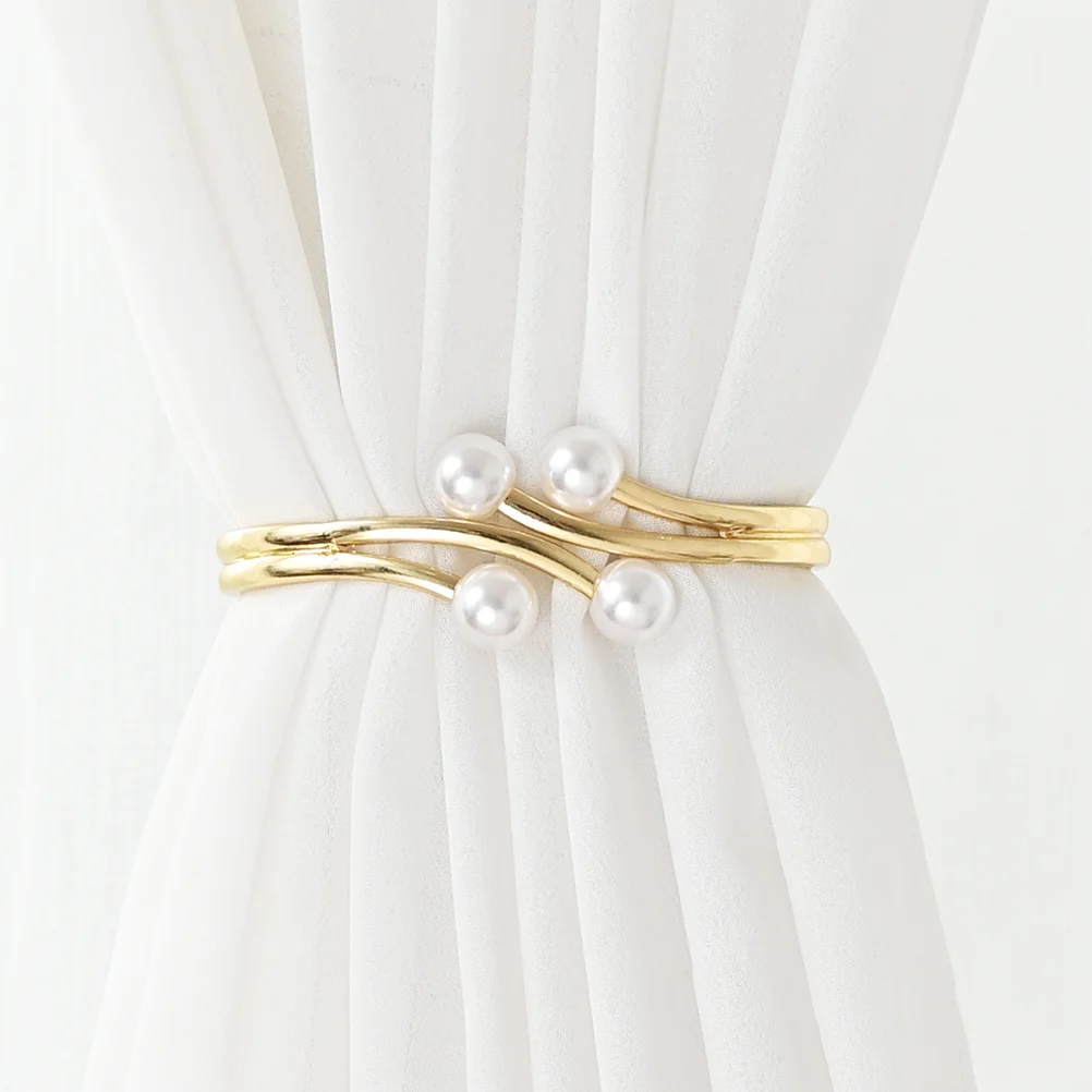 

2 Pcs Curtain Ring Delicate Buckles Accessories Clips Pearl Trim Grace Alloy Holdback Tie Backs Tiebacks Home Decor