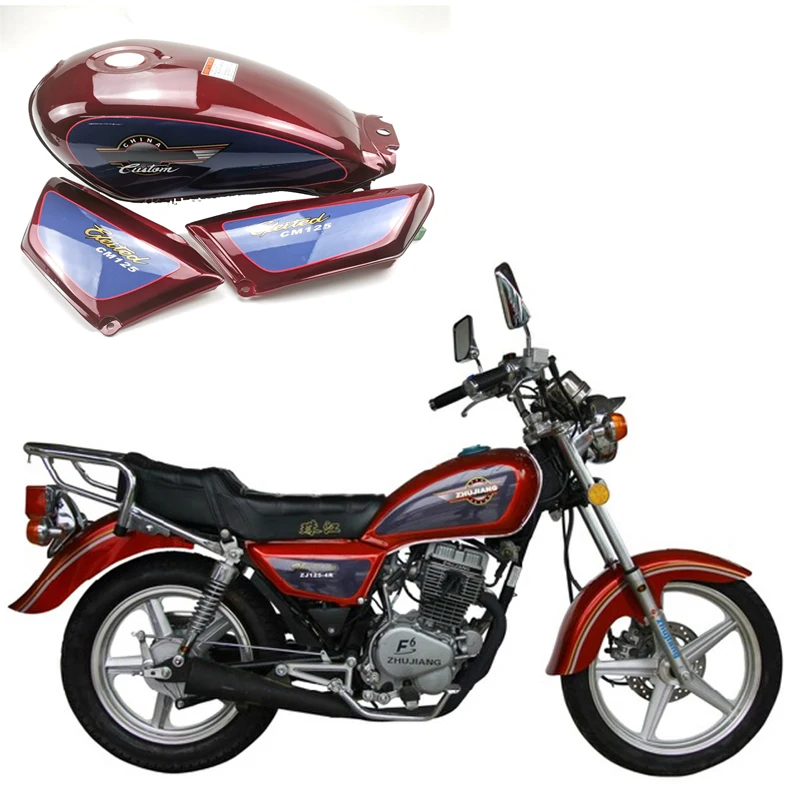 Motorcycle Fuel Tank for Sundiro Honda CM125 SDH125-53 V-Men Red Black Replaced Gasoline Petro Oil Metal Box With Side Penals