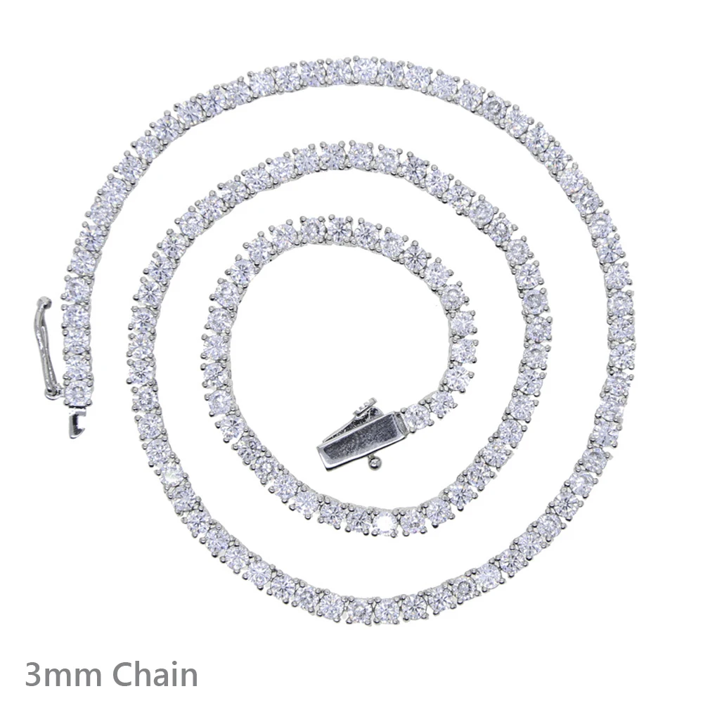 Фото Iced Out 3 мм теннисная цепочка, ожерелье, браслет, смешанный цвет, блестящий кубический цирконий для женщин и мужчин, модный комплект ювелирных изделий, чокер 2025 №3