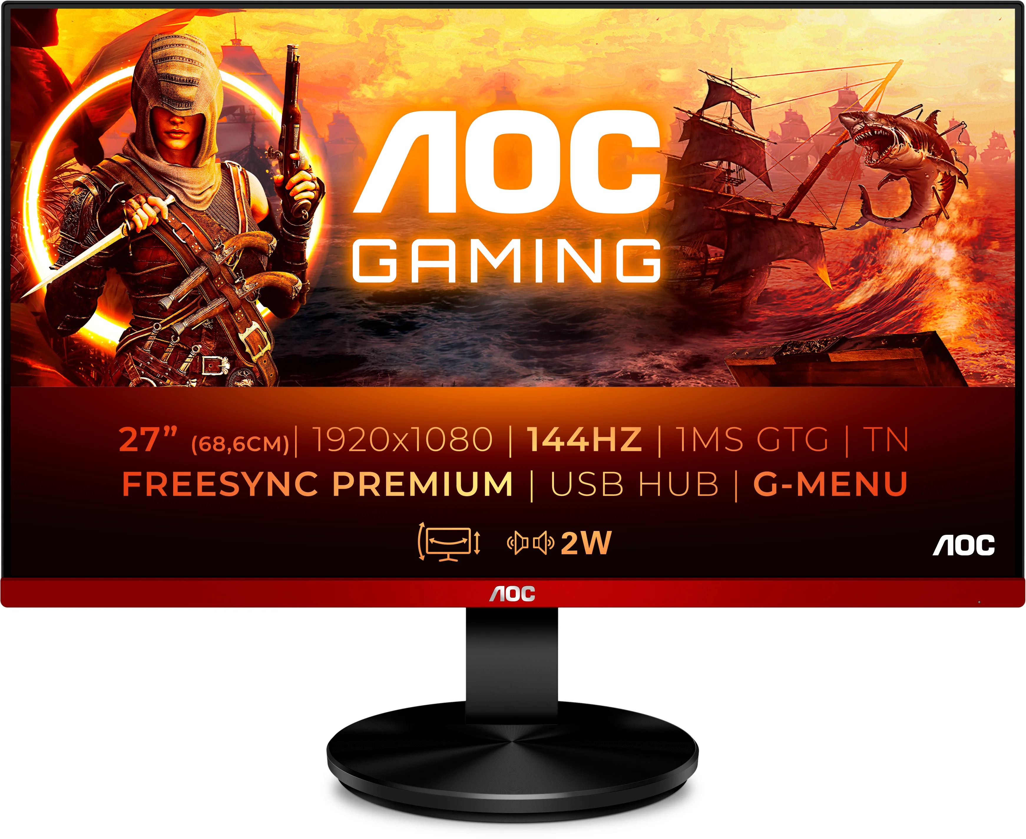 Игровой монитор AOC GAMING G2790PX 27&quot 1920x1080@144Hz 1 ms TN VGA DisplayPort 1.2 x HDMI 1.4 2 USB 3.0 4 FreeSync - купить