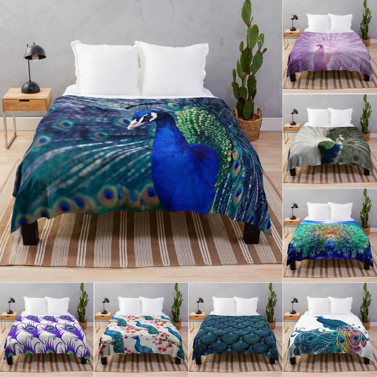 

Peacock Flannel Fleece Throw Blanket, Ultra Soft Cozy Warm Lightweight Microfleece Blanket for Home Bedroom Living Rooms Couch