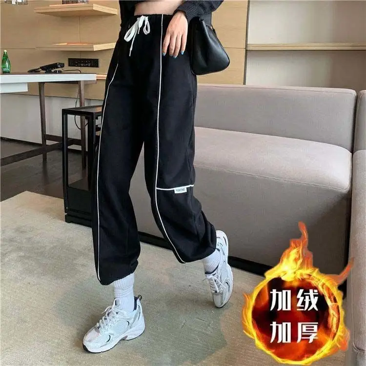 

Женские Модные свободные брюки-джоггеры, Новое поступление, женские повседневные брюки с высокой талией, кашемировые уличные брюки на шнур...