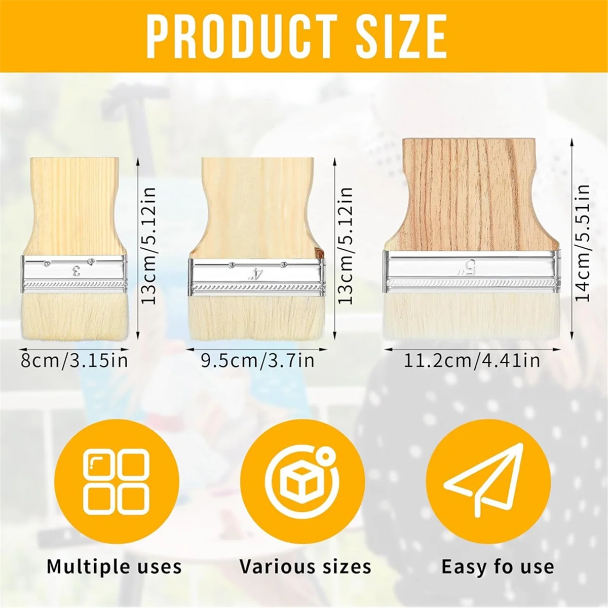 Набор кистей для рисования с плоским лопаткой 3 шт. широкая кисть большая