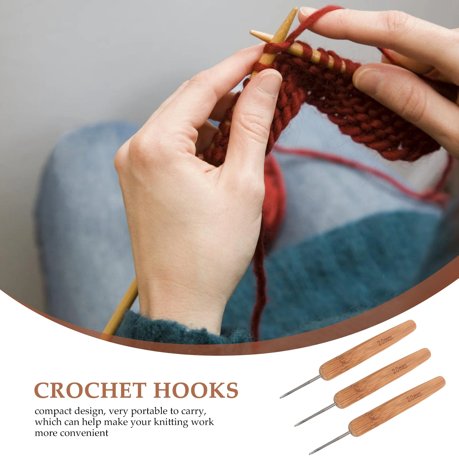 3 шт. игла для свитера круглая головка карбонизированный бамбуковый крючок