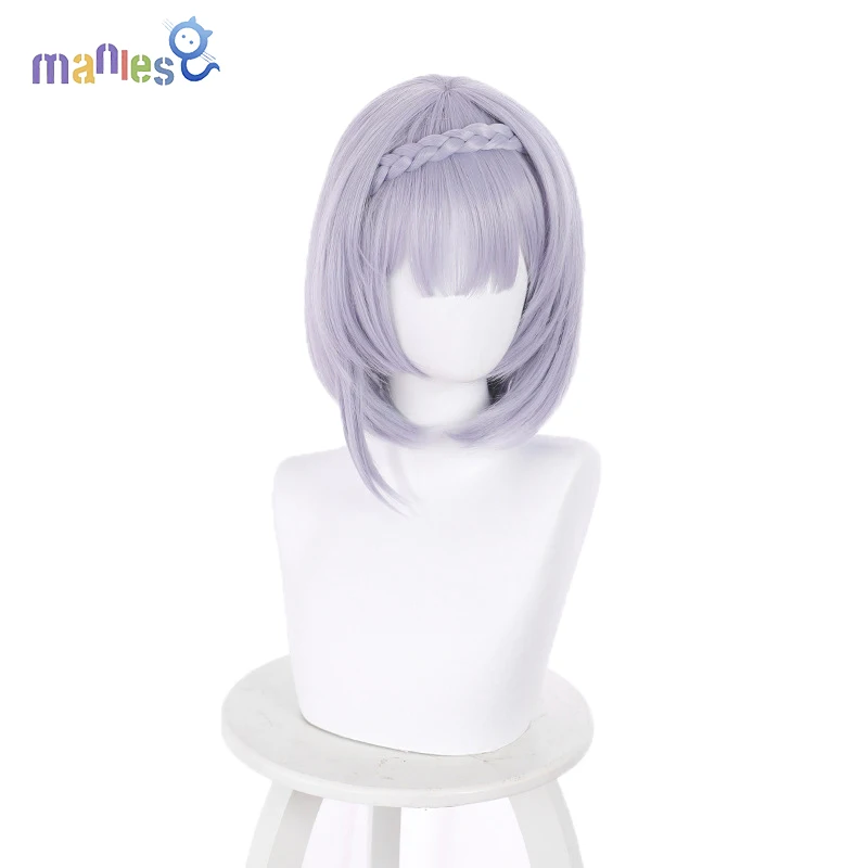 

Manles Genshin Impact Noelle Cosplay Wig 35cm Braid Short Silver Purple Anime Noelle Cosplay Wigs + Wig C