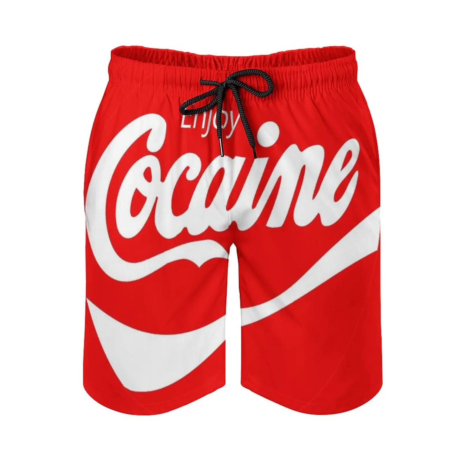 

Enjoy Coke ( Aine ) Men'S Sports Short Beach Shorts Surfing Swimming Boxer Trunks Coke Humor Funny Cocaine Satire Red Coca