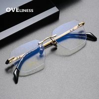 rimless pure titanium glasses frame for men new frameless prescription eyeglasses frames women myopia optical eyewear spectacles
