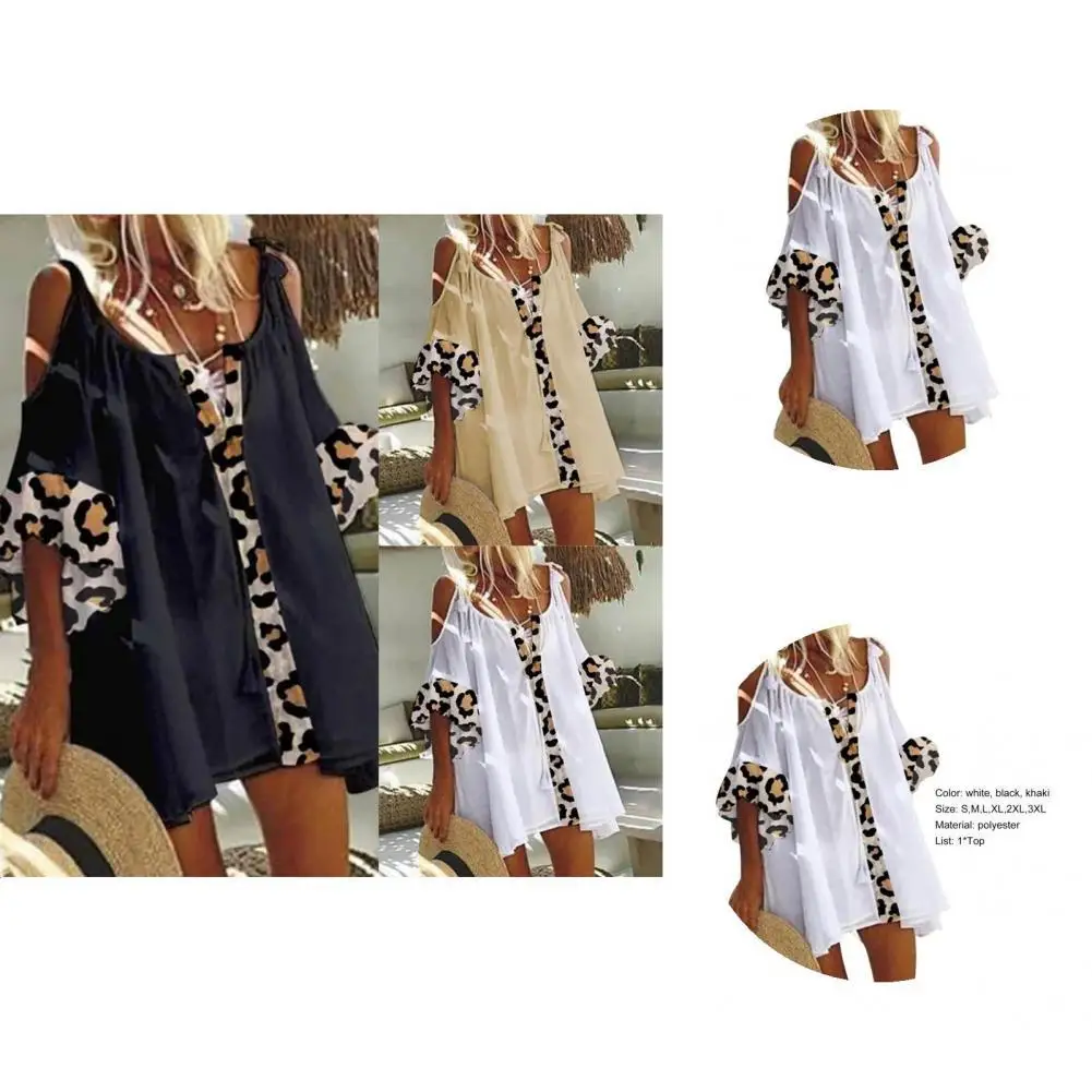 

Sexy Loose Blouse Lace Up Fluffy Solid Color Stylish Unique Loose Blouse