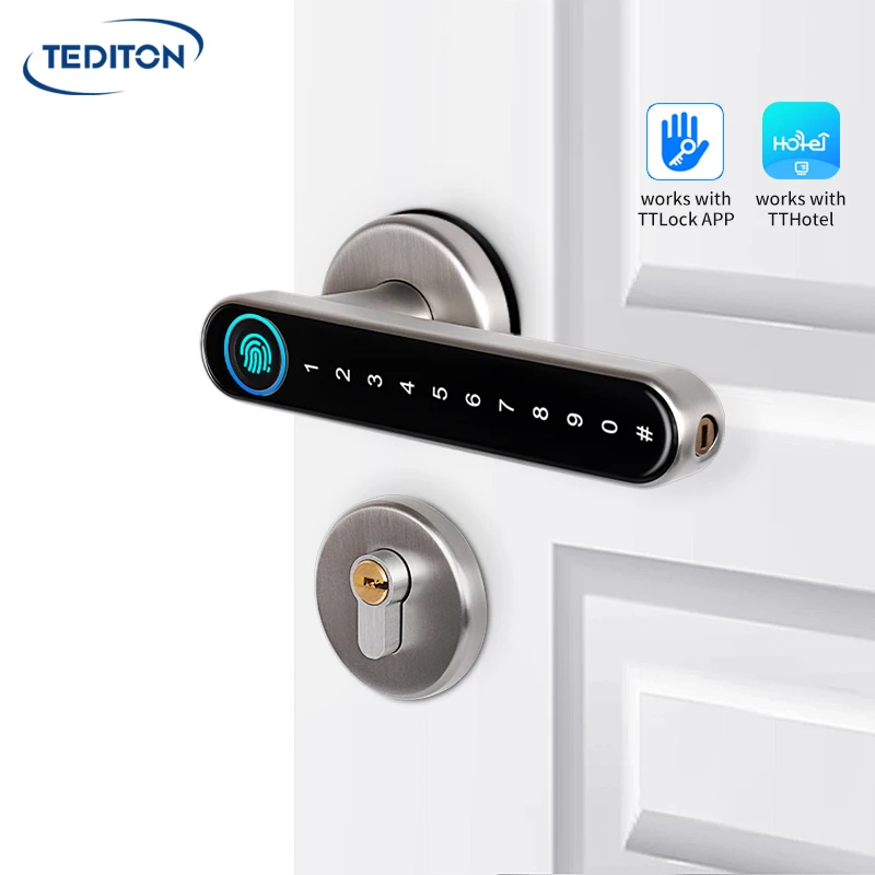 

Electronic Biometric Security Hotel Furniture Gate Safety Digital Electric Fingerprint Sliding Door Handle Smart Locks