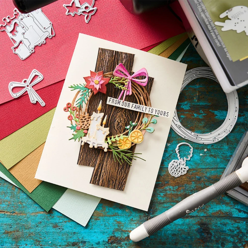 2024 Новый Рождественский венок Снежинка Санта-Клаус Металлические штампы DIY