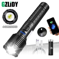 high power led flashlight xhp50 18650 usb rechargeable torch zoom camping fishing lantern waterproof bicycle light power bank