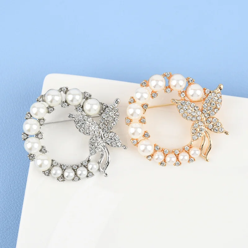 Элегантная брошь-бабочка с жемчугом булавка со стразами аксессуары для одежды