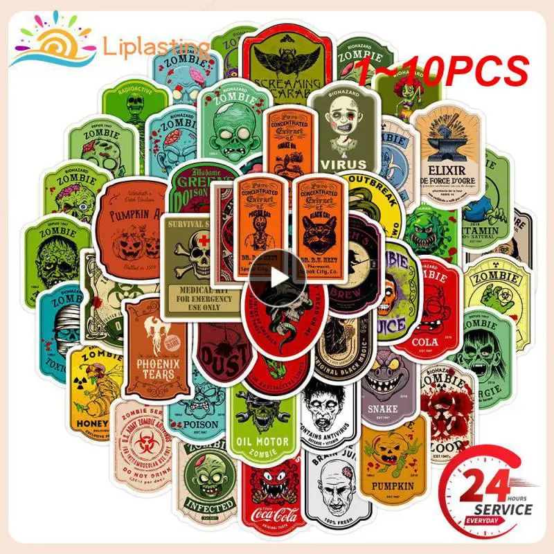 

1~10PCS Halloween Retro Horror Gothic Witch Graffiti Sticker Vintage Decals Suitecase Scrapbook Laptop Motorcycle Toys