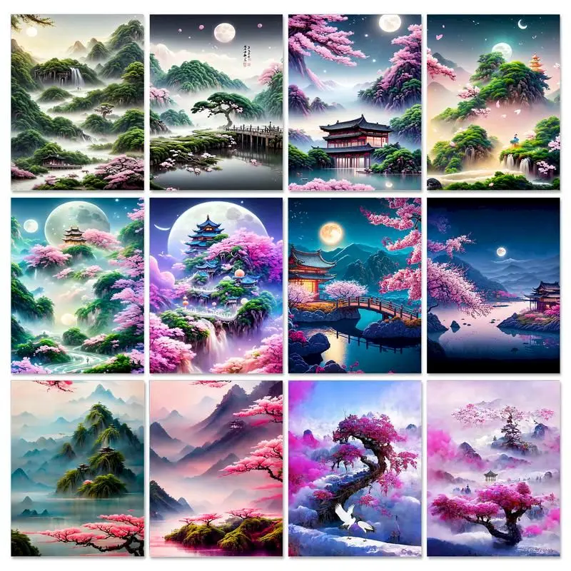 

GATYZTORY 60×75cm Painting By Numbers Moonlight Handmade Diy Set Canvas Drawing Acrylic Paints Artwork Home Decor Diy Gift